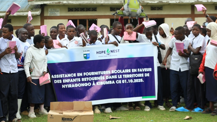Nord-Kivu : Des élèves de Kibumba ont bénéficié des fournitures scolaires, don de l’ONG HOPE Nest