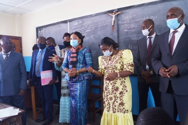Les autorités provinciales du Nord-Kivu lors de la visite des écoles, à Goma