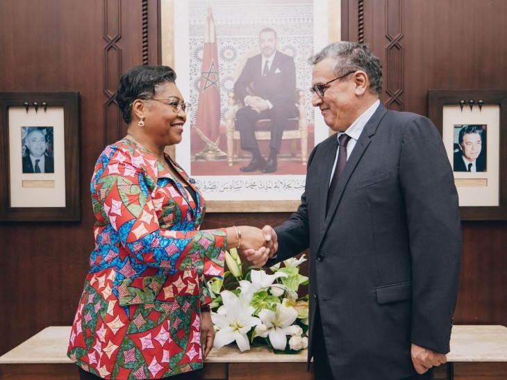 En séjour à Rabat, Judith Suminwa a été reçue par le chef du gouvernement marocain Aziz Akhannouch